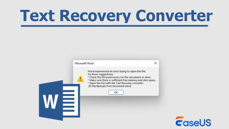 Recover corrupt Word file with the text recovery converter